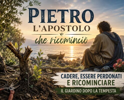 Pietro l’apostolo davanti a un albero che germoglia dopo la tempesta
