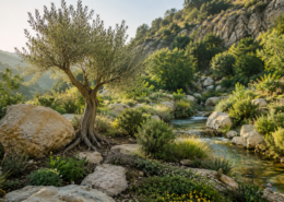 Da Simone a Pietro, ulivo con radici tra la roccia e la sorgente nel giardino