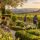 Vigna del Signore con giardinieri al lavoro tra vigneto e giardino